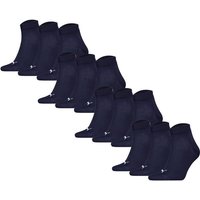 PUMA Unisex Quartersocken, 12er Pack - Quarter Plain 12P, Logo, einfarbig, Größe 43-46 in Blau