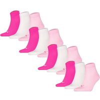 PUMA Unisex Quartersocken, 12er Pack - Quarter Plain 12P, Logo, einfarbig, Größe 39-42 in Weiß
