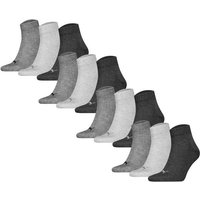 PUMA Unisex Quartersocken, 12er Pack - Quarter Plain 12P, Logo, einfarbig, Größe 43-46 in Grau