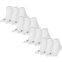 PUMA Unisex Quartersocken, 12er Pack - Quarter Plain 12P, Logo, einfarbig, Größe 39-42 in Weiß