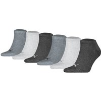PUMA Unisex Sneakersocken, 6er Pack - Sneaker Plain ECOM 6P, Logo, einfarbig, Größe 39-42 in Grau