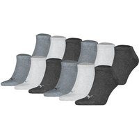 PUMA Unisex Sneakersocken, 12er Pack - Sneaker Plain ECOM 12P, Logo, einfarbig, Größe 39-42 in Grau