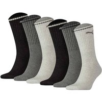 PUMA Unisex Sport-Socken, 6er Pack - Sport Crew Stripe, Tennissocken, Streifen, Größe 47-49 in Grau