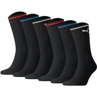 PUMA Unisex Sport-Socken, 6er Pack - Sport Crew Stripe, Tennissocken, Streifen, Größe 43-46 in Schwarz