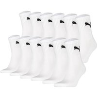 PUMA Unisex Sportsocken, 12er Pack - Short Crew Socks, ECOM, Logo, einfarbig, Größe 43-46 in Weiß