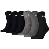 PUMA Unisex Sportsocken, 6 Paar - Short Crew Socks, Tennissocken, einfarbig, Größe 35-38 in Schwarz
