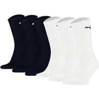 PUMA Unisex Sportsocken, 6er Pack - Tennissocken, Crew Sport Socken, einfarbig (2x 3 Paar), Größe 39-42 in Blau
