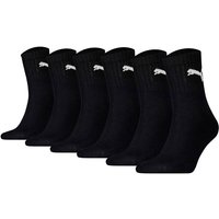 PUMA Unisex Sportsocken, 6 Paar - Short Crew Socks, Tennissocken, einfarbig, Größe 43-46 in Schwarz