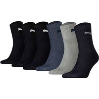PUMA Unisex Sportsocken, 6 Paar - Short Crew Socks, Tennissocken, einfarbig, Größe 35-38 in Schwarz