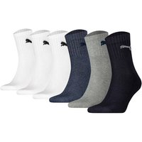PUMA Unisex Sportsocken, 6 Paar - Short Crew Socks, Tennissocken, einfarbig, Größe 39-42 in Bunt