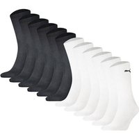 PUMA Unisex Sportsocken, 12er Pack - Sport Crew Socken, ECOM, Logo, einfarbig, Größe 43-46 in Schwarz