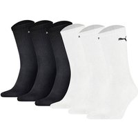 PUMA Unisex Sportsocken, 6er Pack - Tennissocken, Crew Sport Socken, einfarbig (2x 3 Paar), Größe 47-49 in Schwarz