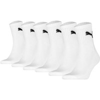 PUMA Unisex Sportsocken, 6 Paar - Short Crew Socks, Tennissocken, einfarbig, Größe 39-42 in Weiß