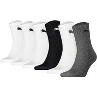 PUMA Unisex Sportsocken, 6 Paar - Short Crew Socks, Tennissocken, einfarbig, Größe 43-46 in Bunt