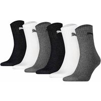 PUMA Unisex Sportsocken, 6 Paar - Short Crew Socks, Tennissocken, einfarbig, Größe 35-38 in Schwarz
