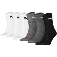 PUMA Unisex Sportsocken, 6 Paar - Short Crew Socks, Tennissocken, einfarbig, Größe 35-38 in Weiß