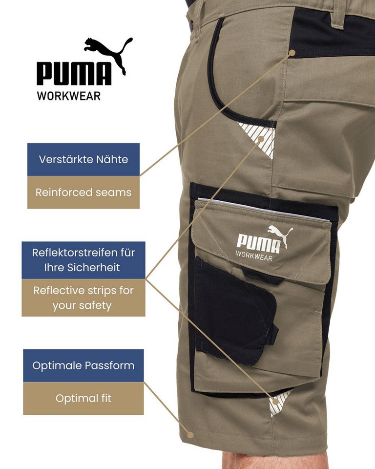 PUMA Workwear Arbeitsshorts PRECISION X - kurze Arbeitshose Herren - Bequeme Passform Robustes und flexibles Material mit Reflektoren - Praktische Taschen – Bild 4 von 5