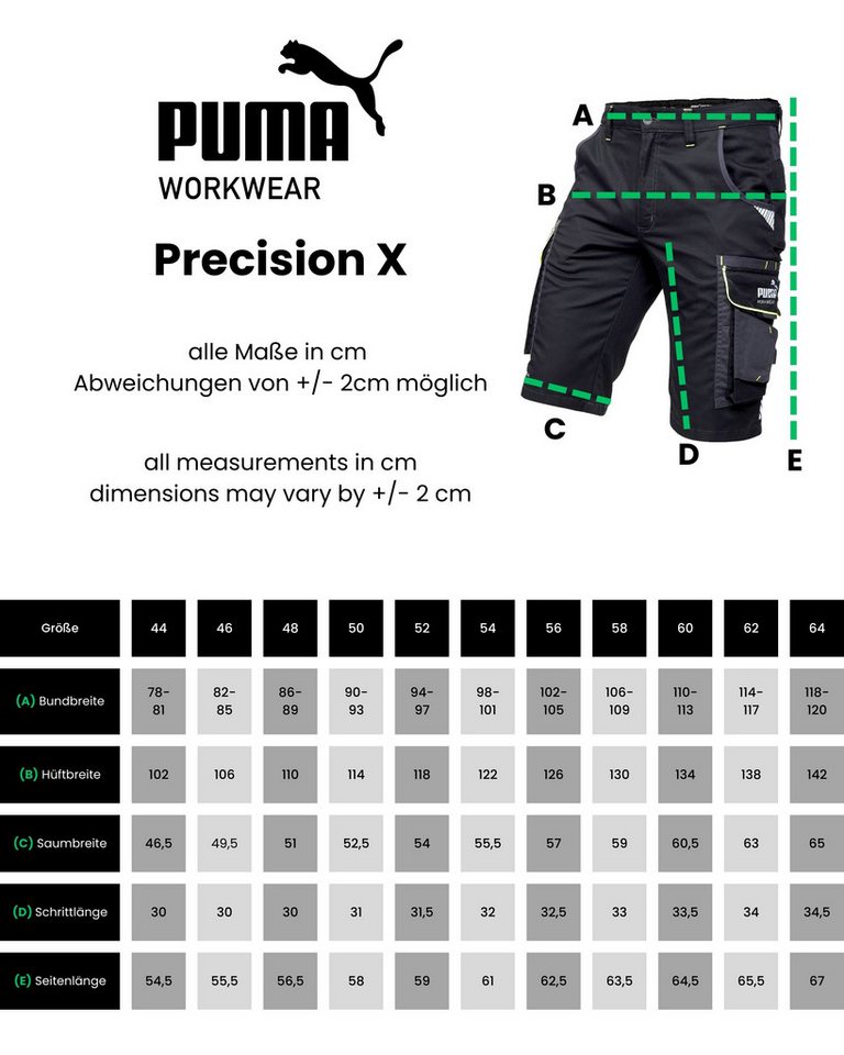 PUMA Workwear Arbeitsshorts PRECISION X - kurze Arbeitshose Herren - Bequeme Passform Robustes und flexibles Material mit Reflektoren - Praktische Taschen – Bild 5 von 5