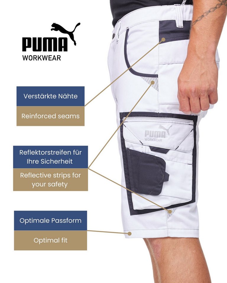 PUMA Workwear Arbeitsshorts PRECISION X - kurze Arbeitshose Herren - Bequeme Passform Robustes und flexibles Material mit Reflektoren - Praktische Taschen – Bild 4 von 5