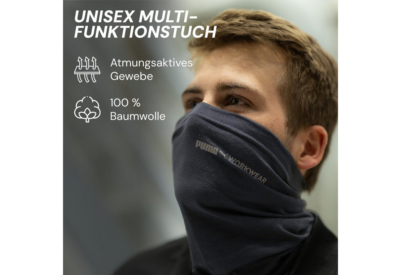 PUMA Workwear Multifunktionstuch - Schlauchschal, Halswärmer - Winddicht - Ideal für die Outdoor Arbeit, Schutz vor UV, Insekten, Wind, Staub und verhindert Bri – Bild 2 von 5