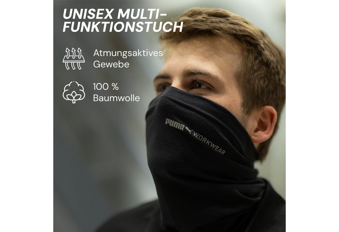 PUMA Workwear Multifunktionstuch - Schlauchschal, Halswärmer - Winddicht - Ideal für die Outdoor Arbeit, Schutz vor UV, Insekten, Wind, Staub und verhindert Bri – Bild 2 von 5