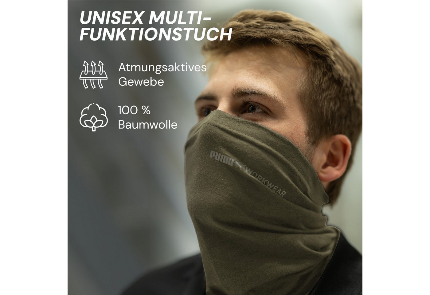 PUMA Workwear Multifunktionstuch - Schlauchschal, Halswärmer - Winddicht - Ideal für die Outdoor Arbeit, Schutz vor UV, Insekten, Wind, Staub und verhindert Bri – Bild 2 von 5