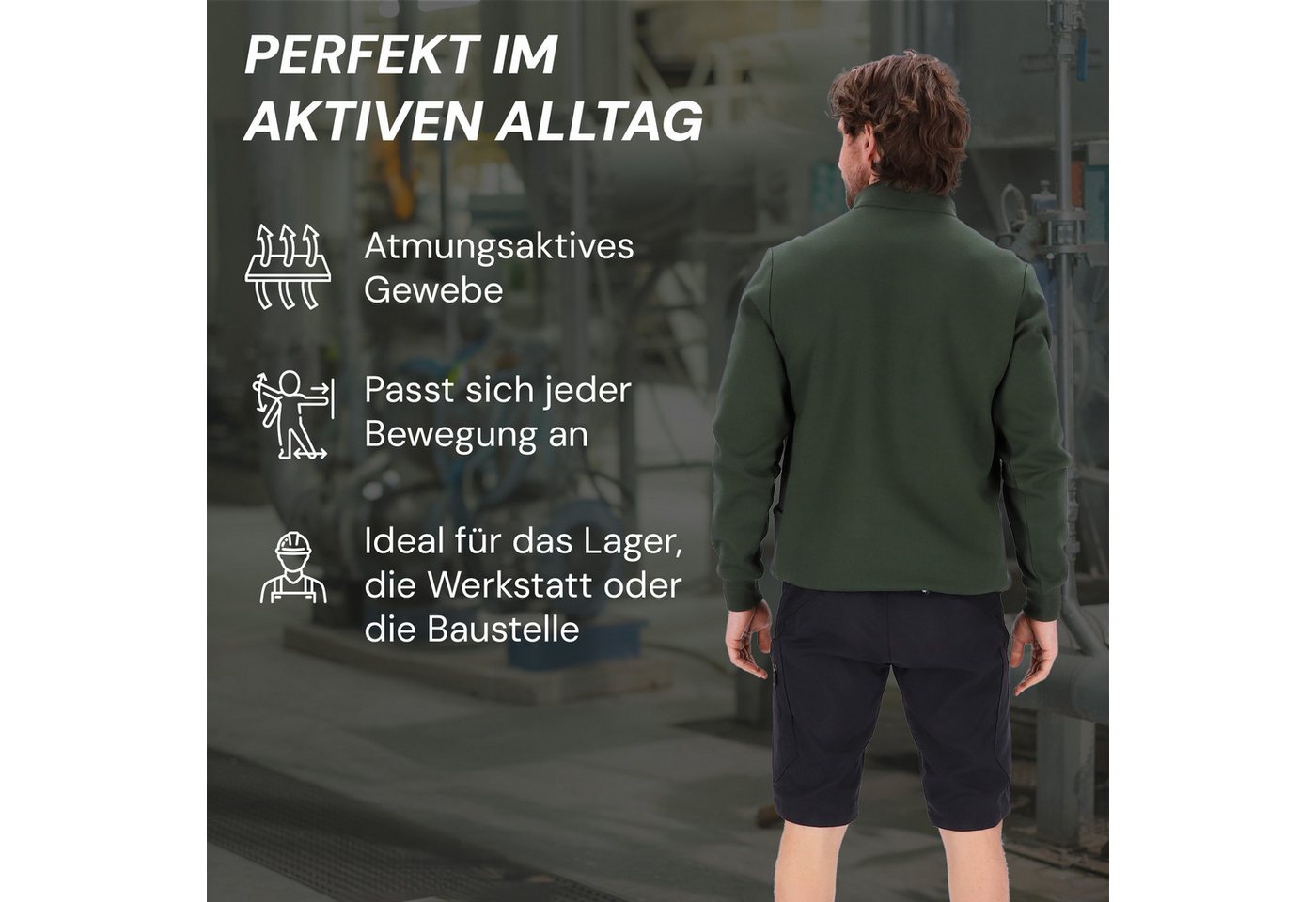 PUMA Workwear Sweatshirt ADVANCED Herren Pullover mit Reißverschluss mit Utility Fach Robustes und atmungsaktives Gewebe - Für Handwerk und Logistik – Bild 4 von 5