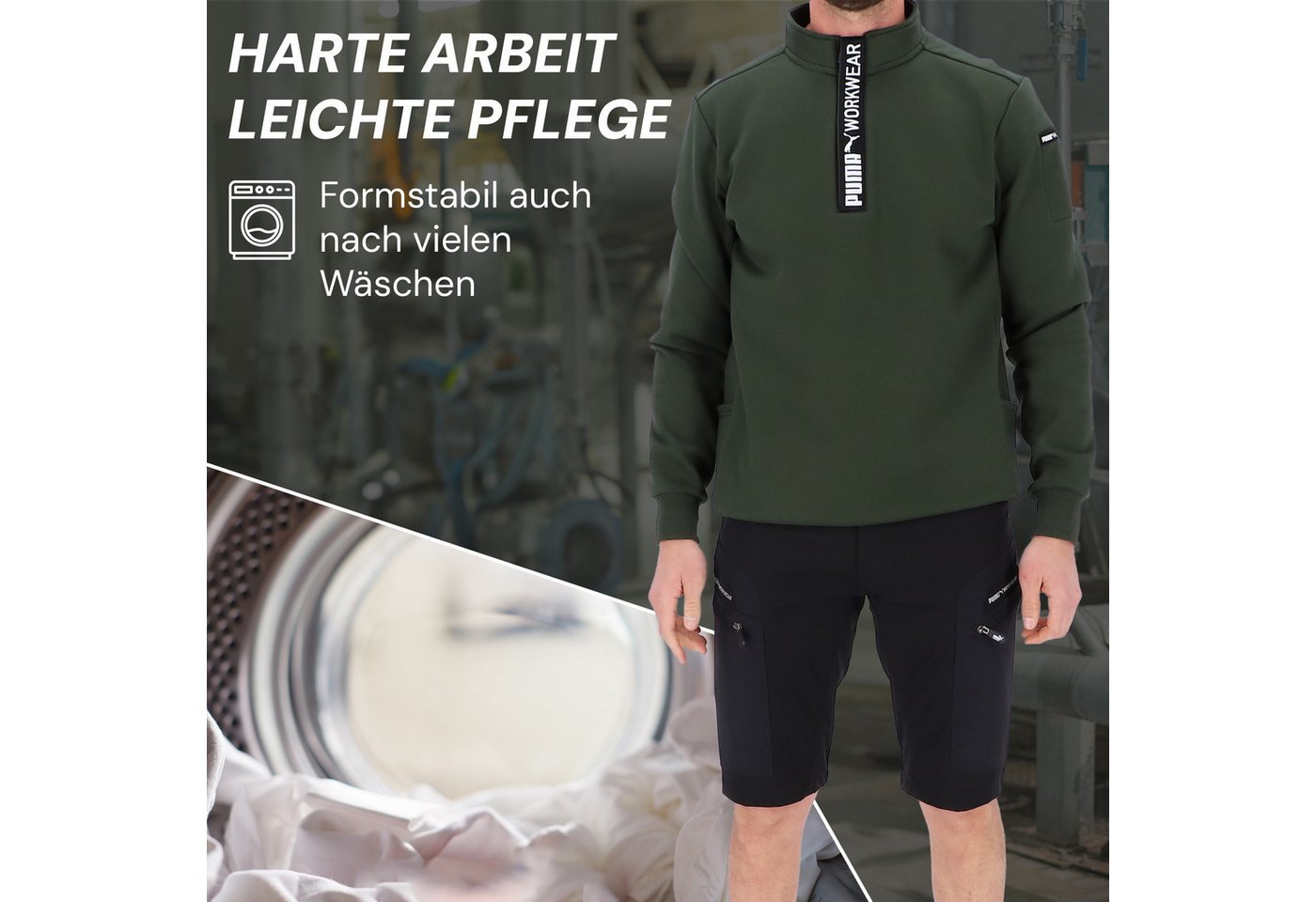 PUMA Workwear Sweatshirt ADVANCED Herren Pullover mit Reißverschluss mit Utility Fach Robustes und atmungsaktives Gewebe - Für Handwerk und Logistik – Bild 5 von 5