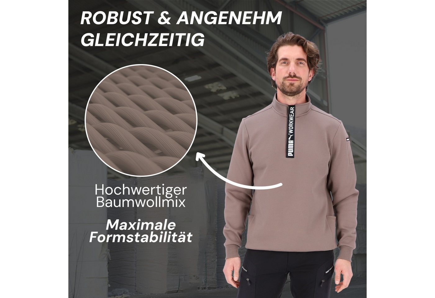 PUMA Workwear Sweatshirt ADVANCED Herren Pullover mit Reißverschluss mit Utility Fach Robustes und atmungsaktives Gewebe - Für Handwerk und Logistik – Bild 2 von 5