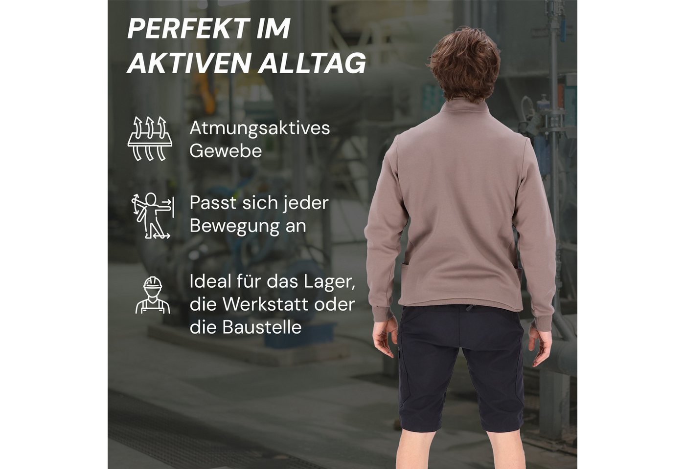 PUMA Workwear Sweatshirt ADVANCED Herren Pullover mit Reißverschluss mit Utility Fach Robustes und atmungsaktives Gewebe - Für Handwerk und Logistik – Bild 4 von 5