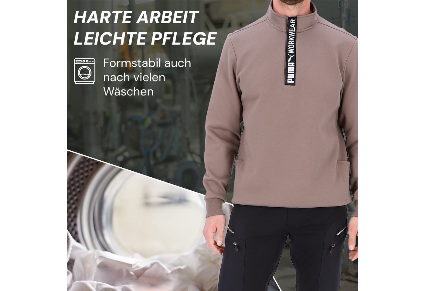 PUMA Workwear Sweatshirt ADVANCED Herren Pullover mit Reißverschluss mit Utility Fach Robustes und atmungsaktives Gewebe - Für Handwerk und Logistik – Bild 5 von 5