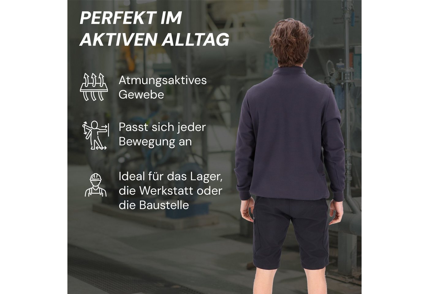 PUMA Workwear Sweatshirt ADVANCED Herren Pullover mit Reißverschluss mit Utility Fach Robustes und atmungsaktives Gewebe - Für Handwerk und Logistik – Bild 4 von 5