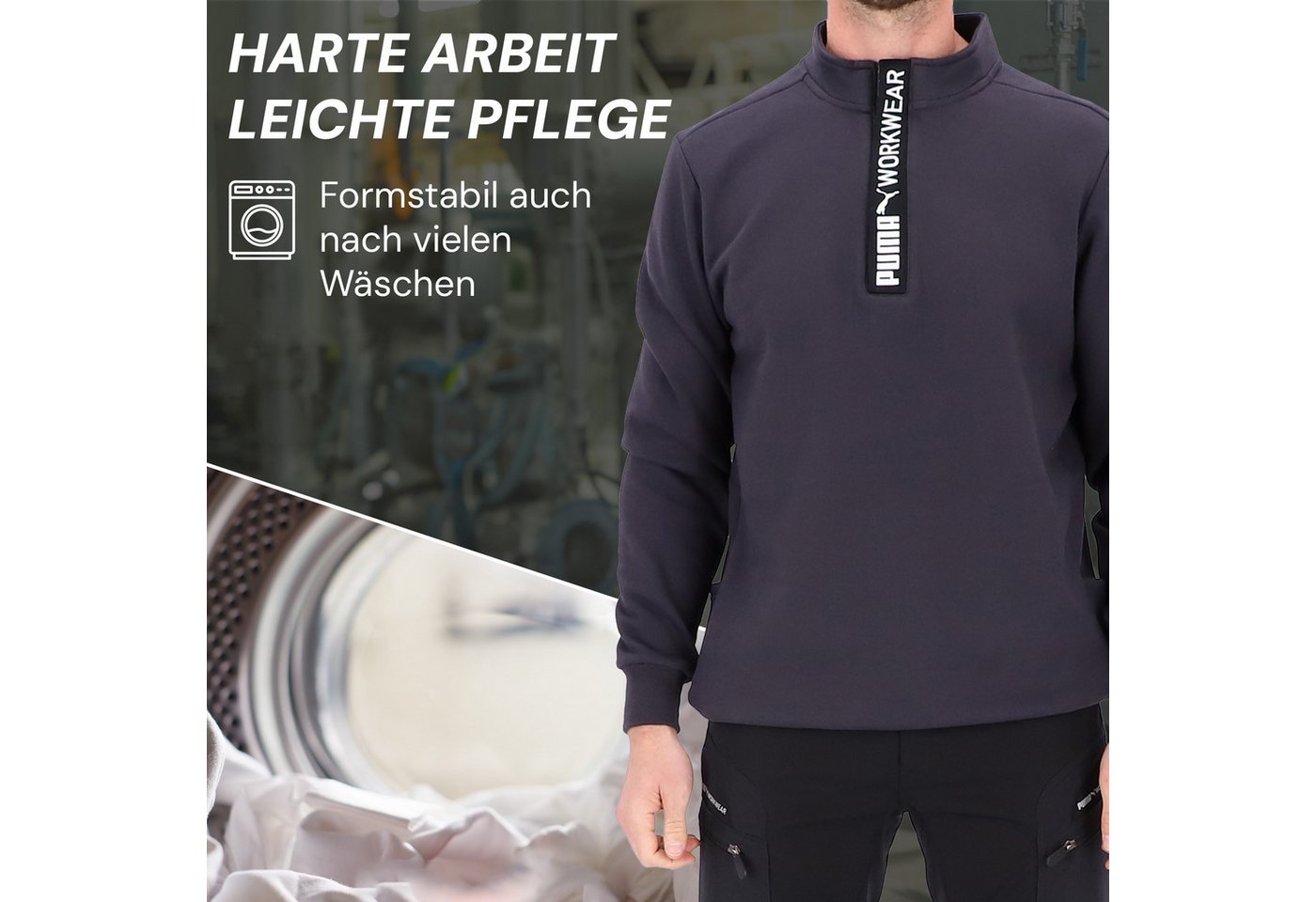 PUMA Workwear Sweatshirt ADVANCED Herren Pullover mit Reißverschluss mit Utility Fach Robustes und atmungsaktives Gewebe - Für Handwerk und Logistik – Bild 5 von 5