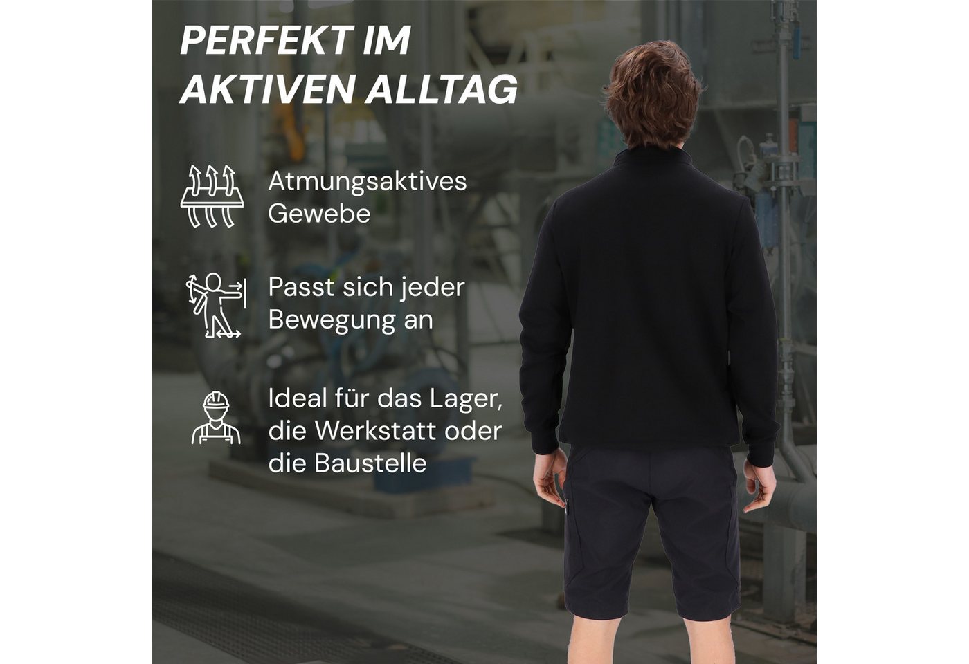 PUMA Workwear Sweatshirt ADVANCED Herren Pullover mit Reißverschluss mit Utility Fach Robustes und atmungsaktives Gewebe - Für Handwerk und Logistik – Bild 4 von 5