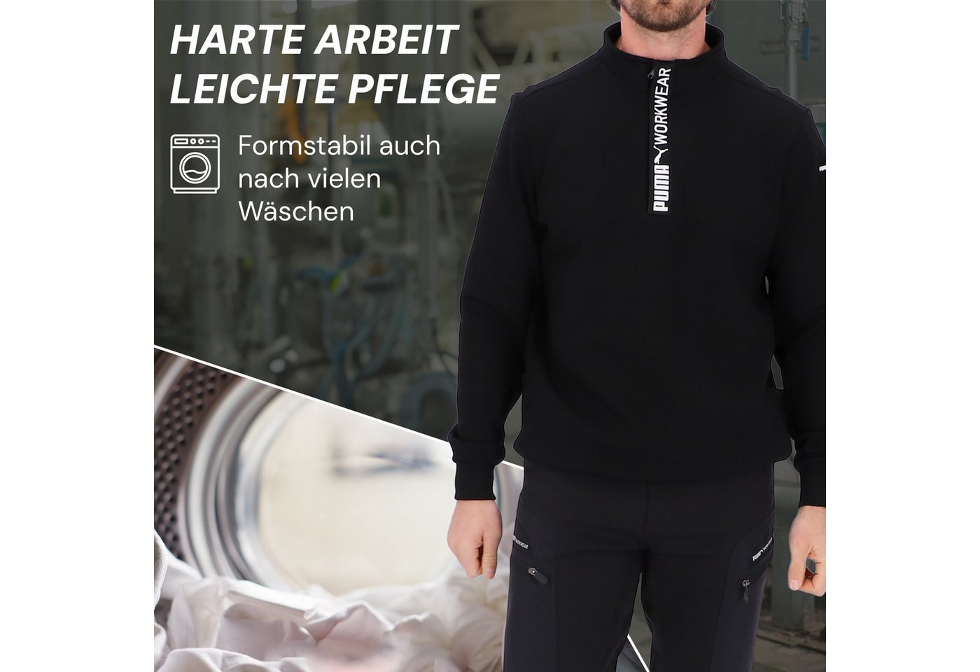 PUMA Workwear Sweatshirt ADVANCED Herren Pullover mit Reißverschluss mit Utility Fach Robustes und atmungsaktives Gewebe - Für Handwerk und Logistik – Bild 5 von 5