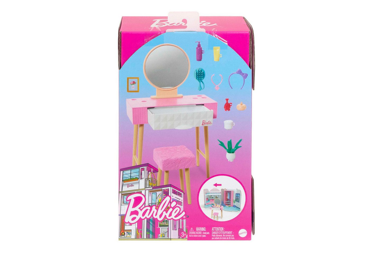 Mattel® Puppenmöbel Mattel HJV32, HJV35 - Barbie Möbel- und Zubehör-Set - Schminktisch-Set – Bild 2 von 2