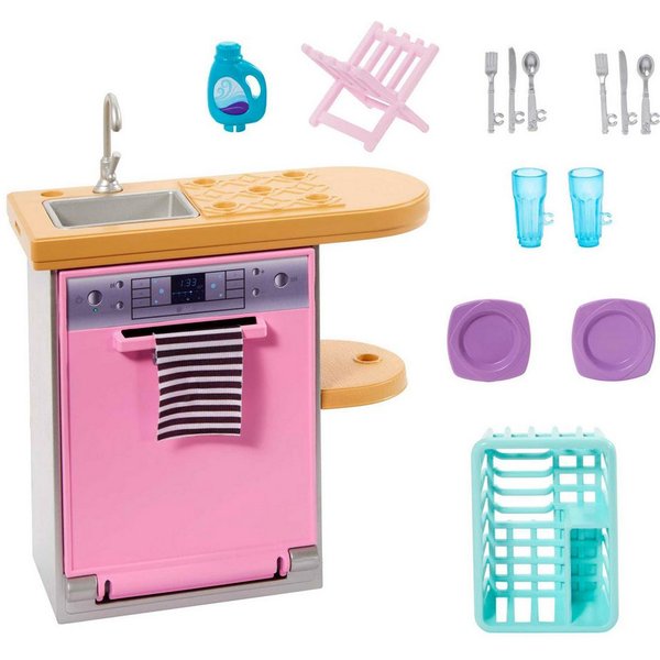 Mattel® Puppenmöbel Mattel HJV32, HJV34 - Barbie Möbel- und Zubehör-Set - Küchen-Set
