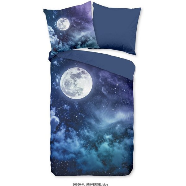 PURE luxury collection Jugendbettwäsche UNIVERSE Bettwäsche-Set Bettbezug & Kissenbezüge, Renforcé, 2 teilig, universum