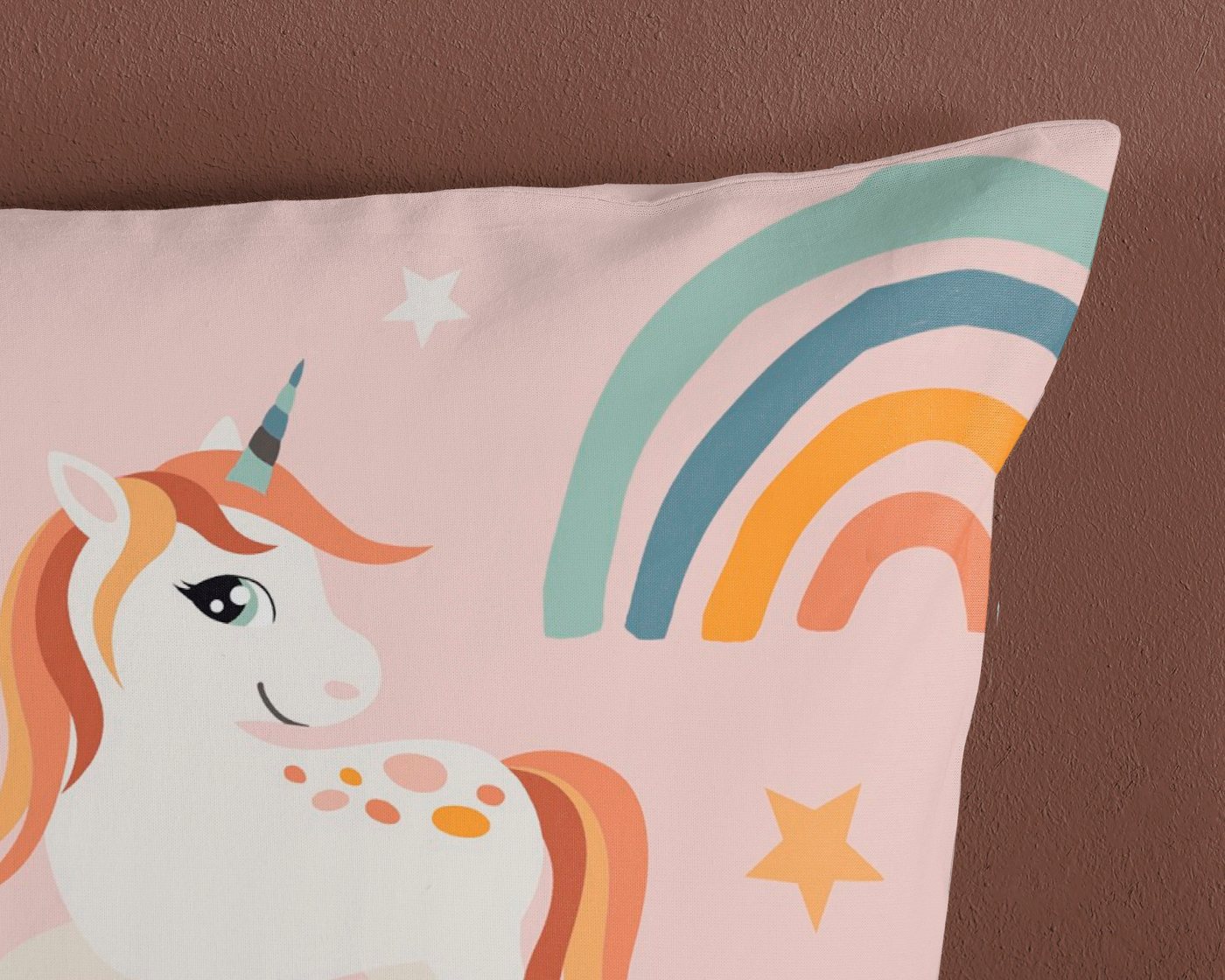 PURE luxury collection Kinderbettwäsche Aina, Microfaser, 2 teilig, 135x200, Pflegeleicht, Reißverschluss, Wendeoptik, Kind, Einhorn, Rosa – Bild 4 von 5