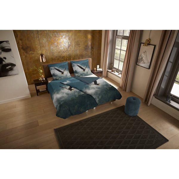 PURE luxury collection Wendebettwäsche Eagle, Microfaser, 2 teilig, Mikrofaser, Pflegeleicht, Reißverschluss, Wendeoptik, Natur, Adler