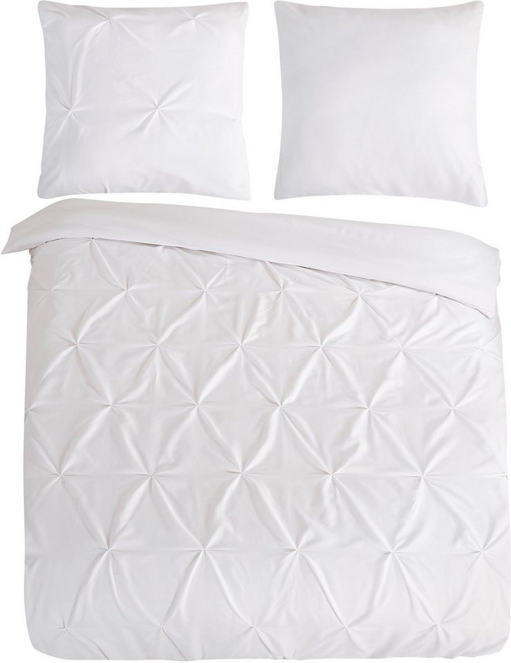 PURE luxury collection Wendebettwäsche Elegence, Microfaser, 3 teilig, Mikrofaser, Uni, Stickerei, luxuriöse Falten, Reißverschluss – Bild 2 von 3