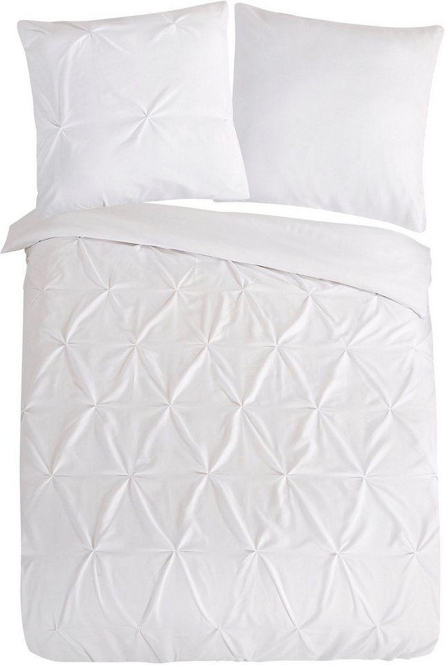 PURE luxury collection Wendebettwäsche Elegence, Microfaser, 2 teilig, Mikrofaser, Uni, Stickerei, luxuriöse Falten, Reißverschluss – Bild 2 von 3