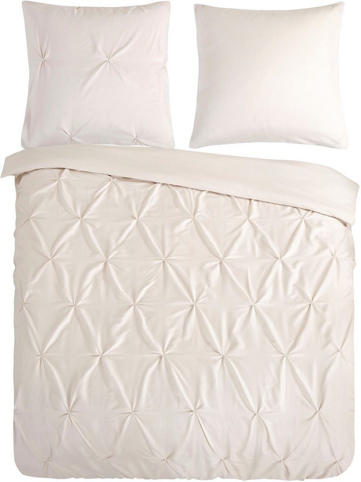 PURE luxury collection Wendebettwäsche Elegence, Microfaser, 3 teilig, Mikrofaser, Uni, Stickerei, luxuriöse Falten, Reißverschluss – Bild 2 von 3