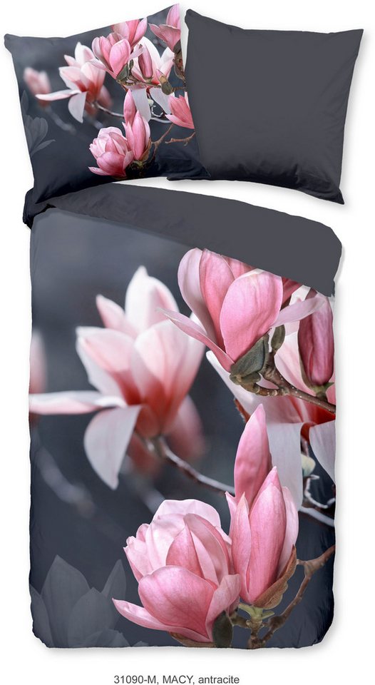 PURE luxury collection Wendebettwäsche Macy, Microfaser, 2 teilig, Mikrofaser, 135x200, Pflegeleicht, Reißverschluss Wendeoptik, Magnolie – Bild 2 von 5