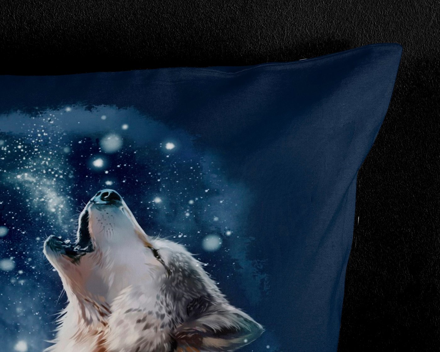 PURE luxury collection Wendebettwäsche Moon, Microfaser, 2 teilig, Mikrofaser, 135x200, Pflegeleicht, Reißverschluss, Wendeoptik, Wolf – Bild 4 von 5