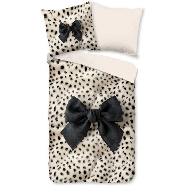 PURE luxury collection Wendebettwäsche Ragna, Microfaser, 2 teilig, Mikrofaser, Pflegeleicht, Reißverschluss, Wendeoptik, Schleife leopard