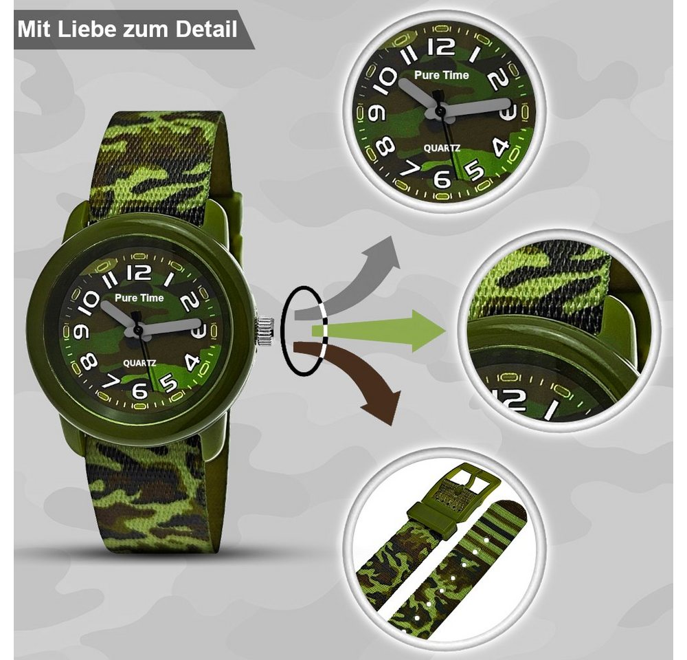 Pure Time Quarzuhr Kinderuhr, Moderne Kinder Textil Armbanduhr, ideal als Geschenk mit Verpackung, für Kinder ab 3 Jahren – Bild 2 von 5