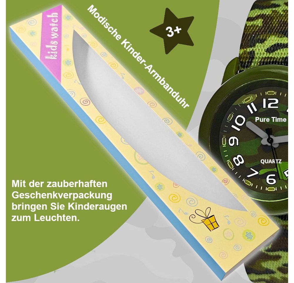 Pure Time Quarzuhr Kinderuhr, Moderne Kinder Textil Armbanduhr, ideal als Geschenk mit Verpackung, für Kinder ab 3 Jahren – Bild 5 von 5