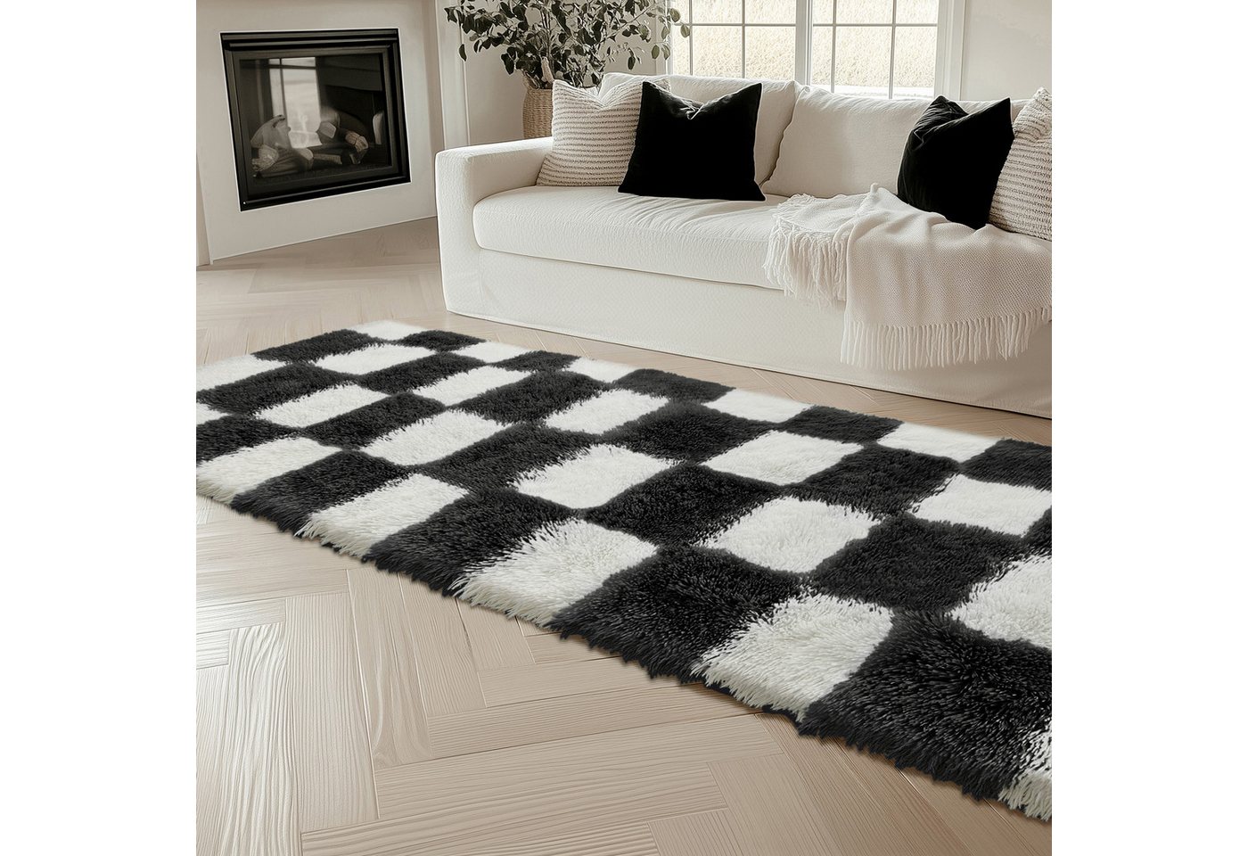 PURECOZY Hochflor-Teppich Mikrofaser-Teppich, Waschbar Weich & Kuschelig, rechteckig, Höhe: 40 mm, geeignet für verschiedene Innenräume, 60x180 cm – Bild 2 von 5