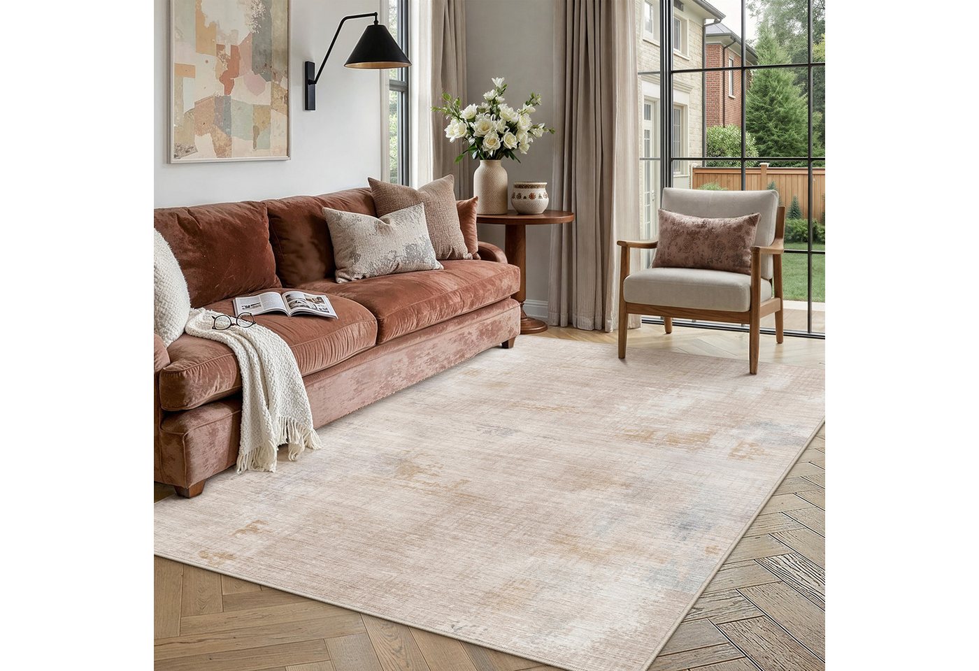 PURECOZY Teppich abstrakt, moderner Kurzflor, weich kuschelig, waschbar & pflegeleicht, rechteckig, Höhe: 6.1 mm, geeignet für verschiedene Innenräume, 120 x 18 – Bild 2 von 5